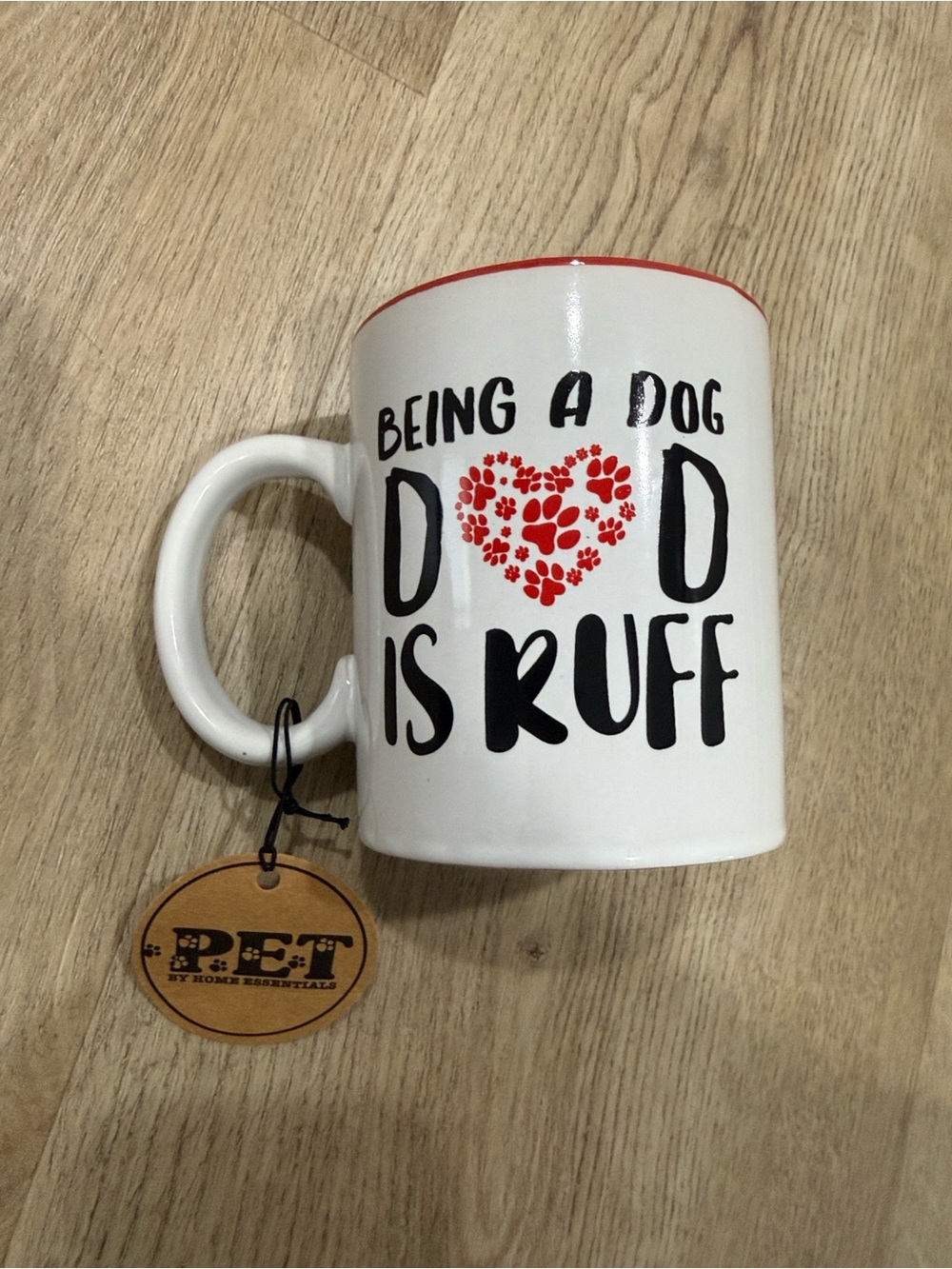 Home Essentials White & Red Ceramic Dog Dad Mug